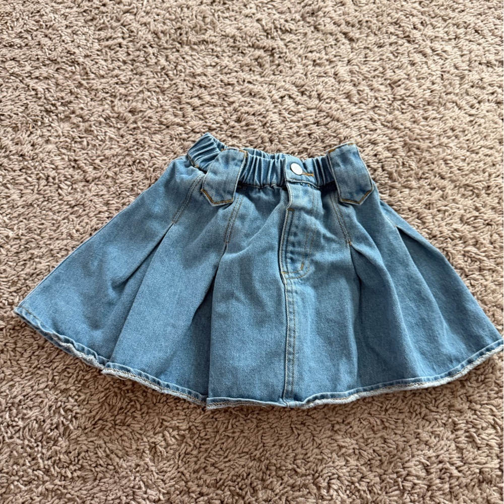 Preloved Denim Mini Skirt with Elastic Waist